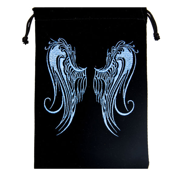 Wholesale Set of 10 Angel Wings Embroidered Velveteen Bags (5x7 Inches)